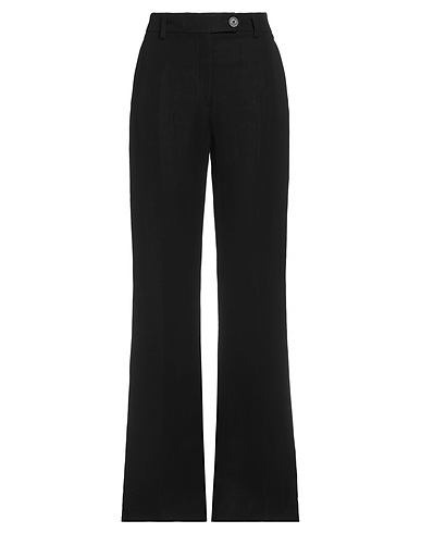 TRUE ROYAL Casual trouser Black 56% Viscose, 44% Linen