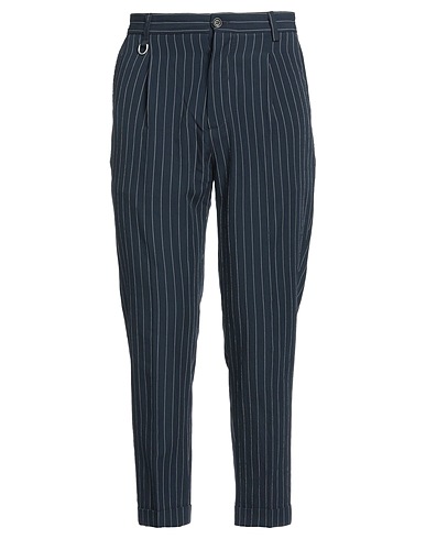 PAOLO PECORA Casual trouser Navy blue 99% Cotton, 1% Elastane