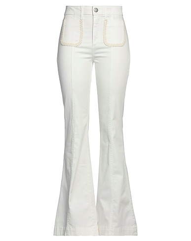SHAFT Pantalone Off white 98% Cotone, 2% Elastan