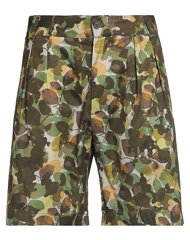 MESSAGERIE Shorts & Bermuda Military green 97% Cotton, 3% Elastane