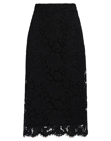 DOLCE&GABBANA ミディ丈スカート ブラック レーヨン 51% / コットン 24% / ナイロン 20% / ポリウレタン 5% / シルク