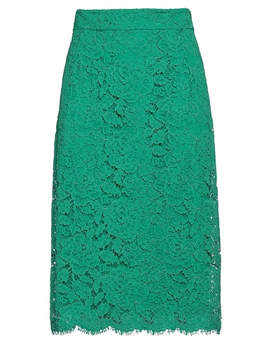 DOLCE&GABBANA Midi skirt Emerald green 51% Viscose, 24% Cotton, 20% Polyamide, 5% Elastane, Silk