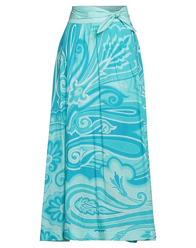 ETRO Long skirt Turquoise 97% Cotton, 3% Elastane
