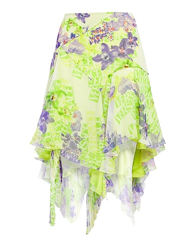 VERSACE Mini skirt Lime green 100% Silk