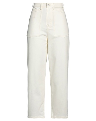 KENZO Denim trousers Ivory 98% Cotton, 2% Elastane