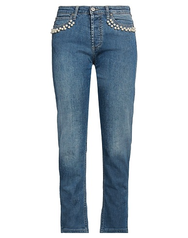 PLEASE Denim trousers Blue 98% Cotton, 2% Elastane