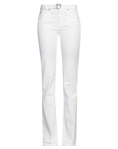 PINKO Denim trousers White 99% Cotton, 1% Elastane