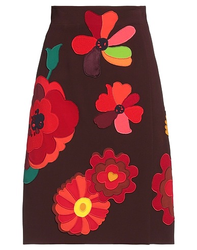 DOLCE&GABBANA Midi skirt Chocolate brown 51% Viscose, 48% Acetate, 1% Elastane, Polyester, Silk