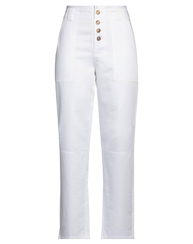 SEMICOUTURE Casual trouser White 64% Cotton, 36% Linen