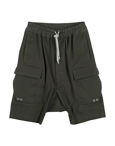 RICK OWENS Shorts & Bermuda Military green 97% Cotton, 3% Elastane