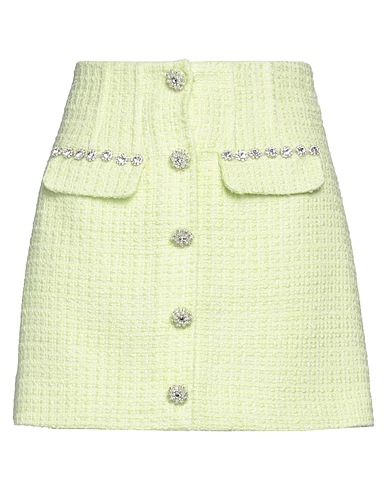 SELF-PORTRAIT Mini skirt Lime green 63% Acrylic, 29% Wool, 8% Polyester