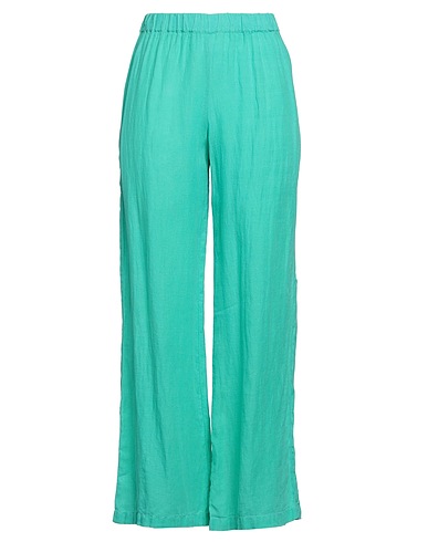 120% LINO Casual pants Green 100% Linen