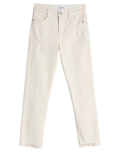 FRAME Denim trousers White 70% Cotton, 29% Pre-consumer recycled cotton, 1% Elastane
