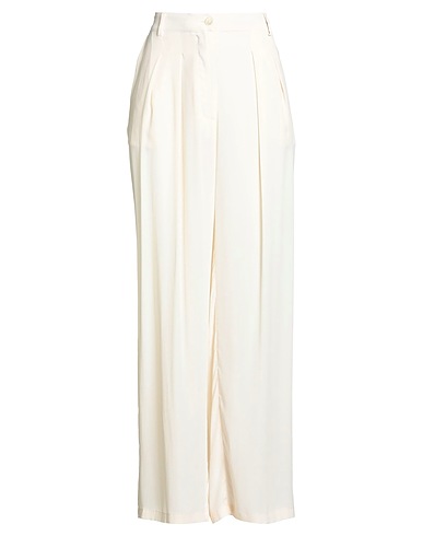 SEMICOUTURE Casual trouser Ivory 65% Acetate, 35% Silk