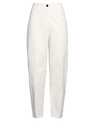 TRUE ROYAL Casual trouser Off white 97% Cotton, 3% Elastane