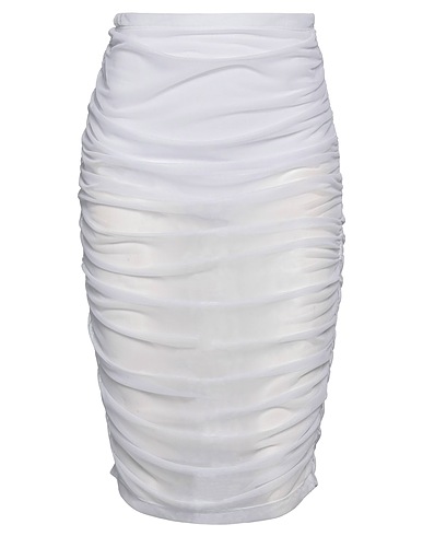 GIULIA N Midi skirt White 95% Polyester, 5% Elastane