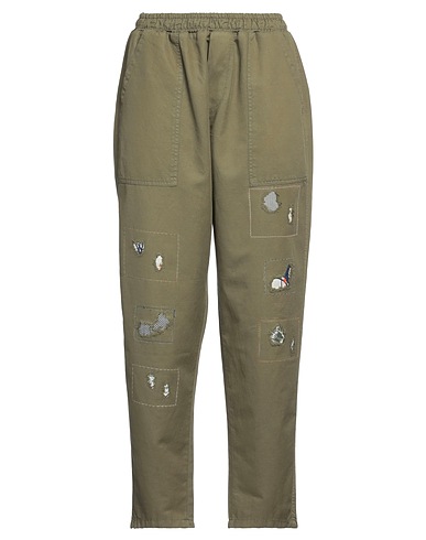 NOIR'N'BLEU Casual pants Military green 52% Linen, 46% Cotton, 2% Elastane