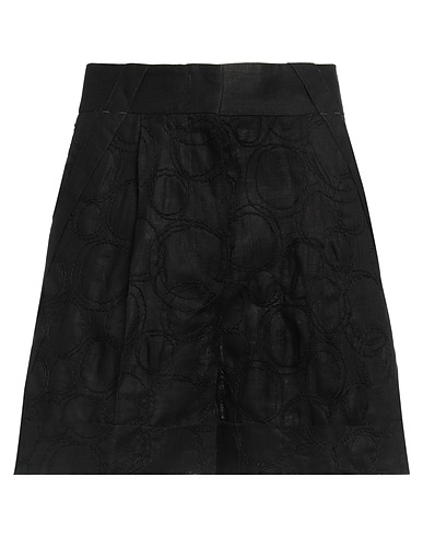 PIAZZA SEMPIONE Shorts & Bermuda Black 75% Linen, 20% Cotton, 5% Polyester