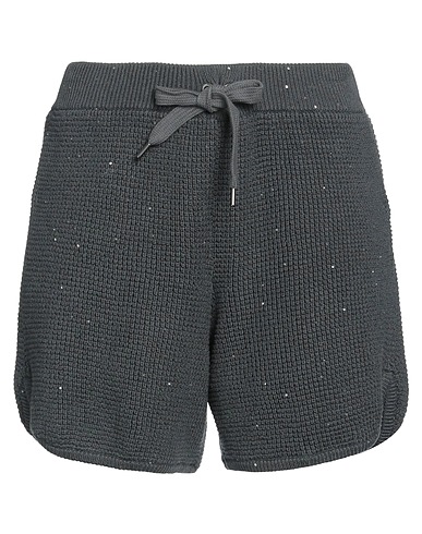 BRUNELLO CUCINELLI Shorts & Bermuda Charcoal 96% Cotton, 4% Polyester, Brass, Acetate, Silk