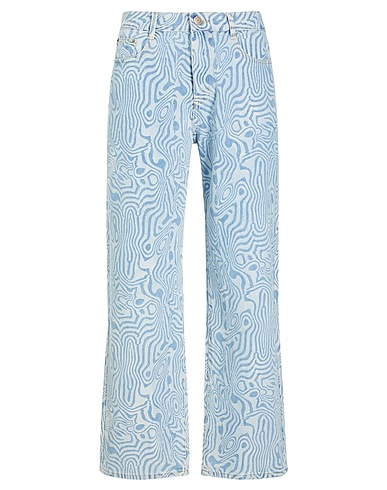 8 by YOOX Denim trousers ORGANIC COTTON PRINTED BAGGY DENIM PANTS
 Blue 100% Organic cotton