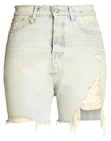 R13 Denim shorts Blue 100% Cotton, Cow leather