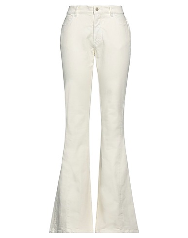 ANDREA YA' AQOV Denim trousers Ivory 97% Cotton, 3% Elastane