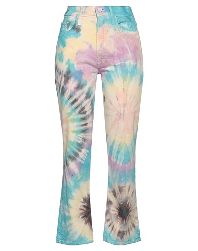 MOTHER Denim trousers Turquoise 98% Cotton, 2% Elastane