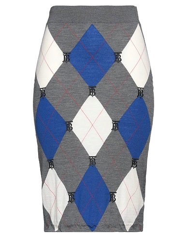 BURBERRY Midi skirt Grey 99% Wool, 1% Silk