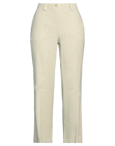 ALYSI Casual pants CRÈME Light green 51% Linen, 46% Viscose, 3% Elastane