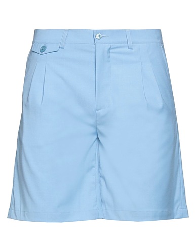 GREY DANIELE ALESSANDRINI Shorts & Bermuda Light blue 70% Polyester, 28% Viscose, 2% Elastane