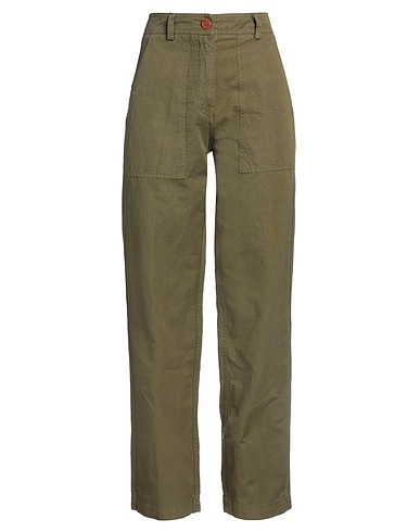 RED QUINTESSENCE Pantalone Verde militare 62% Cotone, 38% Lino