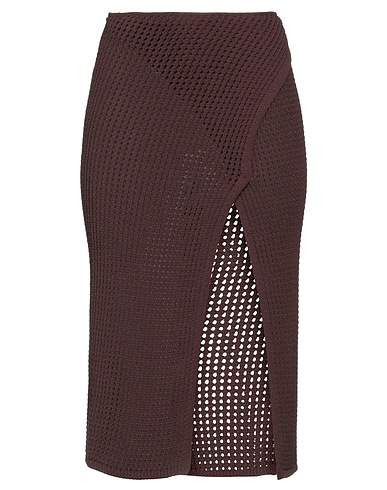 ANDREĀDAMO Midi skirt Dark brown 80% Viscose, 10% Polyester, 9% Polyamide, 1% Elastane