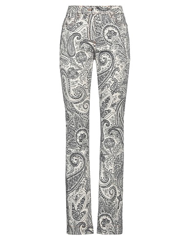 ETRO Denim trousers Ivory 98% Cotton, 2% Elastane