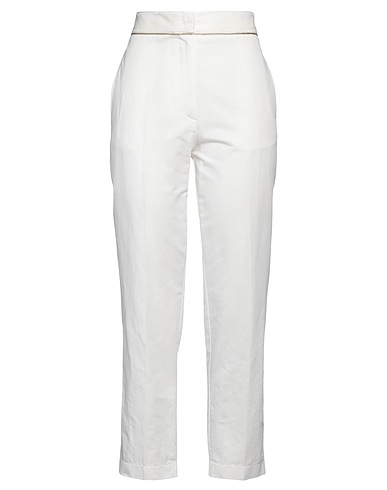 FORTE_FORTE Pantalone Bianco 67% Cotone, 33% Lino