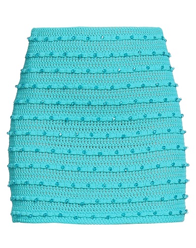 SELF-PORTRAIT Mini skirt Turquoise 82% Cotton, 18% Polyamide