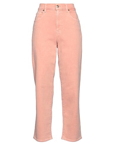 7 FOR ALL MANKIND Denim trousers Salmon pink 97% Cotton, 3% Elastane