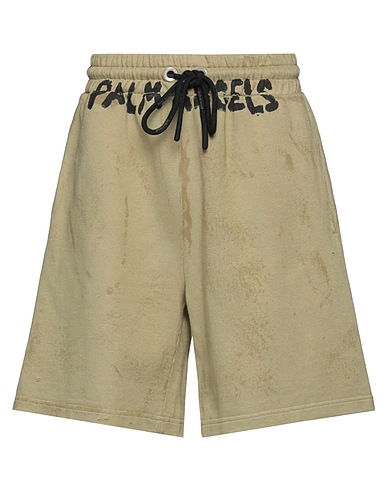 PALM ANGELS Shorts & Bermuda Sage green 100% Cotton