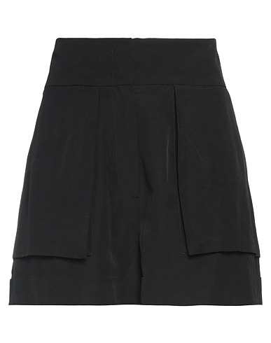 BCBGMAXAZRIA ショートパンツ＆バミューダパンツ ブラック レーヨン 51% / リネン 29% / 指定外繊維（テンセル) 20%