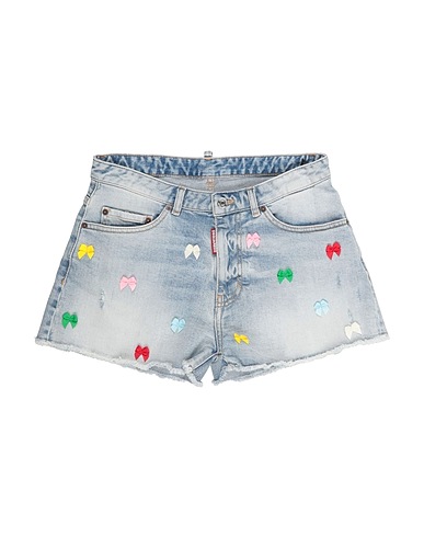 DSQUARED2 Denim shorts Blue 99% Cotton, 1% Elastane, Polyester, Bovine leather