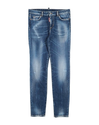 DSQUARED2 Denim trousers Blue 98% Cotton, 2% Elastane, Bovine leather
