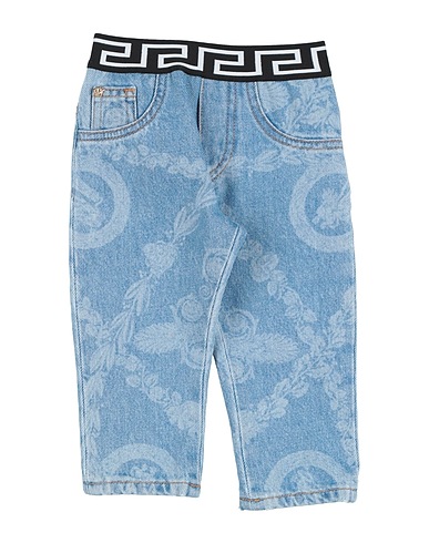 VERSACE YOUNG Denim pants Blue 100% Cotton, Polyester, Elastane, Polyamide