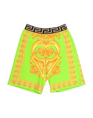 VERSACE YOUNG Shorts & Bermuda Lime green 100% Cotton, Polyester, Elastane, Polyamide