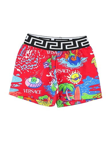 VERSACE YOUNG Shorts & Bermuda Red 100% Cotton, Polyester, Polyamide, Elastane