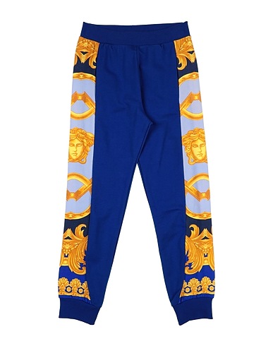 VERSACE YOUNG Casual trouser Blue 100% Cotton, Elastane