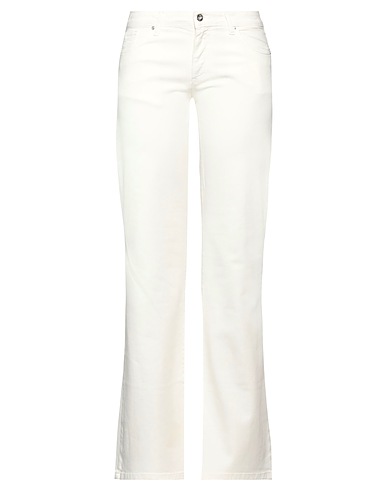 WHITE WISE Casual trouser Ivory 97% Cotton, 3% Elastane