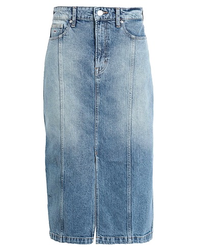 TOMMY JEANS Denim skirt Blue 98% Recycled cotton, 2% Recycled elastane