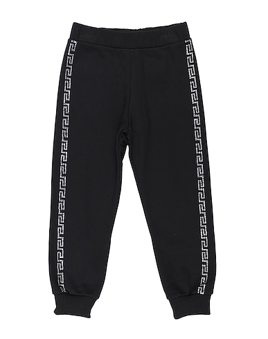 VERSACE YOUNG Casual pants Black 100% Cotton, Elastane