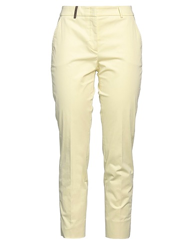 PESERICO Casual pants Pastel yellow 96% Cotton, 4% Elastane