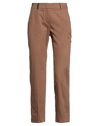 PESERICO Casual pants Brown 96% Cotton, 4% Elastane