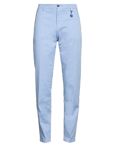MANUEL RITZ Casual trouser Light blue 98% Cotton, 2% Elastane